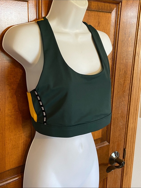 ZYIA Other - Zyia Active Gameday Light 'n Tight green and yellow racerback sports bra Size L